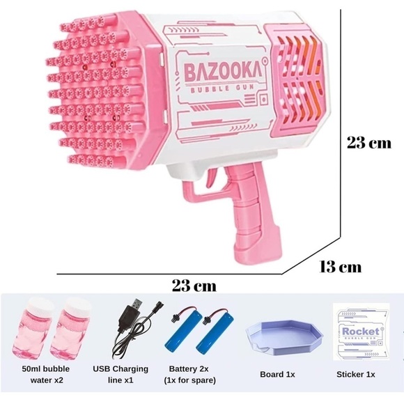 Brand New Bubble Machine Gun Toy Pink Colorful Lights Rechargeable Batteries - Picture 6 of 10